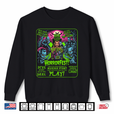 Sweatshirt Horrorfest Poster Halloween Movie Old Time Horror Shirt