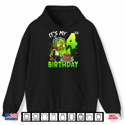 Hoodie Its My 4th Birthday Zombie Lover Shirt