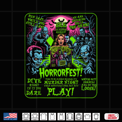 Design Horrorfest Poster Halloween Movie Old Time Horror Shirt