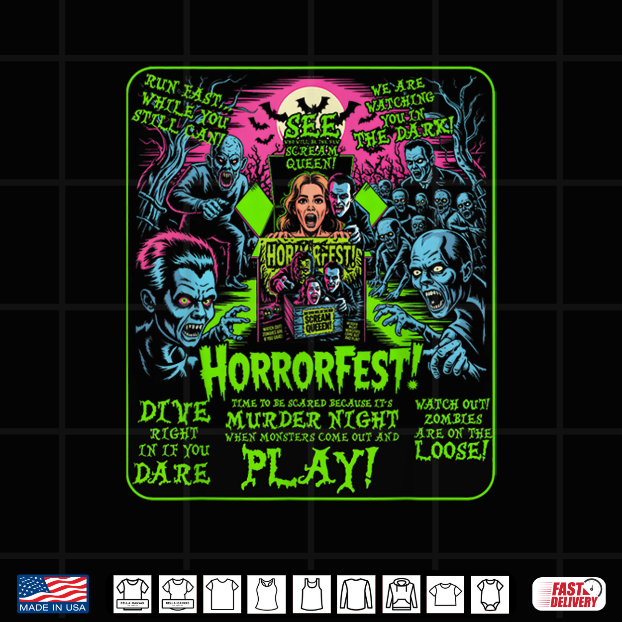 Horrorfest Poster Halloween Movie Old Time Horror Shirt