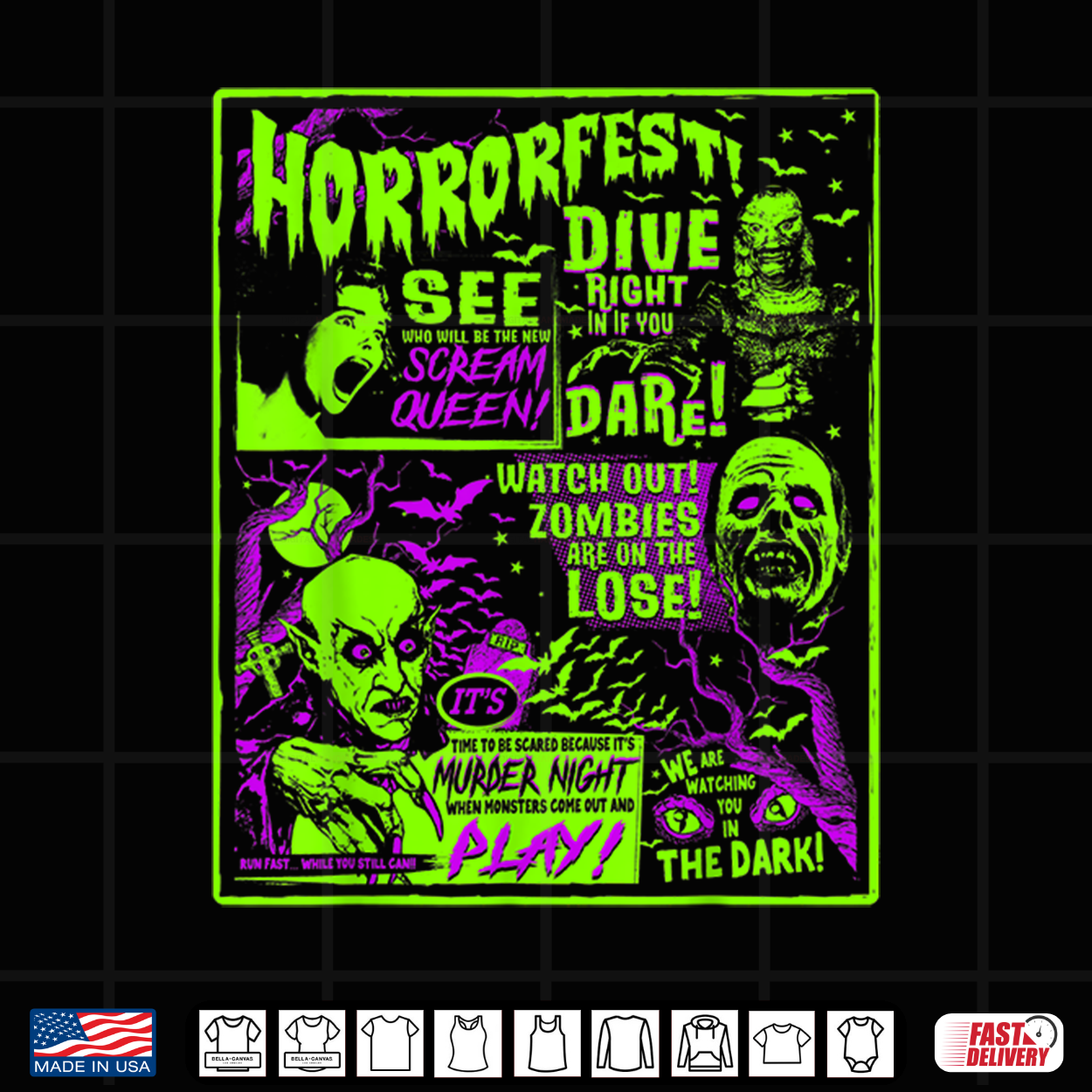 Horrorfest Halloween Movie Poster Old Time Horror Shirt