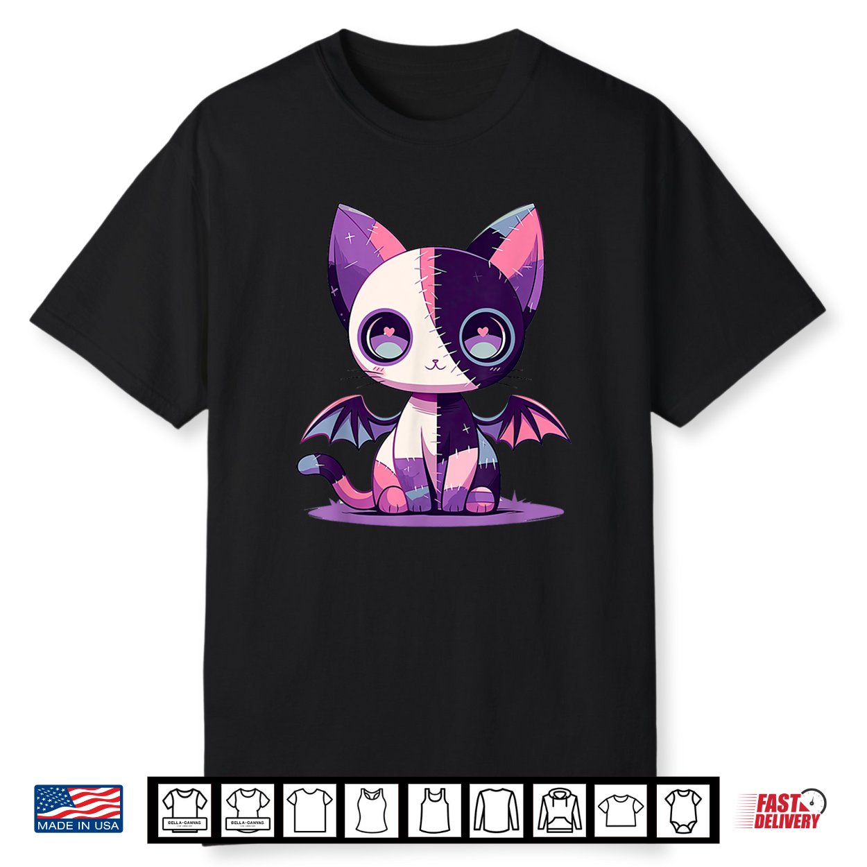 Kawaii Pastel Goth Creepy Cute Witchy Zombie Patchwork Cat Shirt Kawaii Pastel Goth Creepy Cute Witchy Zombie Patchwork Cat Shirt