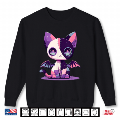 Kawaii Pastel Goth Creepy Cute Witchy Zombie Patchwork Cat Shirt 2 Sweatshirt Kawaii Pastel Goth Creepy Cute Witchy Zombie Patchwork Cat Shirt