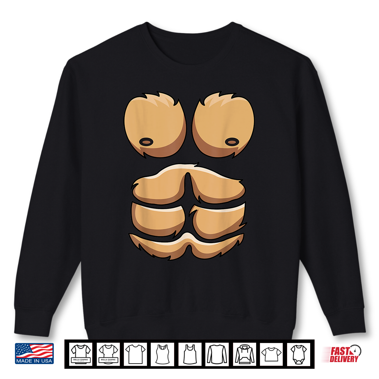 Mens Funny Monkey Gorilla Chest Costume Halloween Shirt