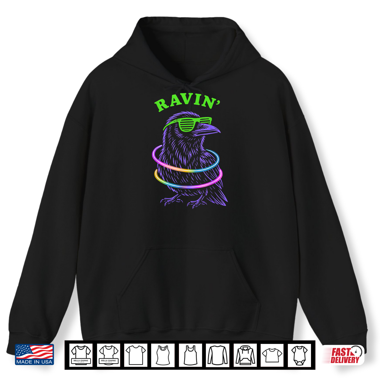 Ravin Raven Edm Techno Party Raver Psychedelic Halloween Shirt