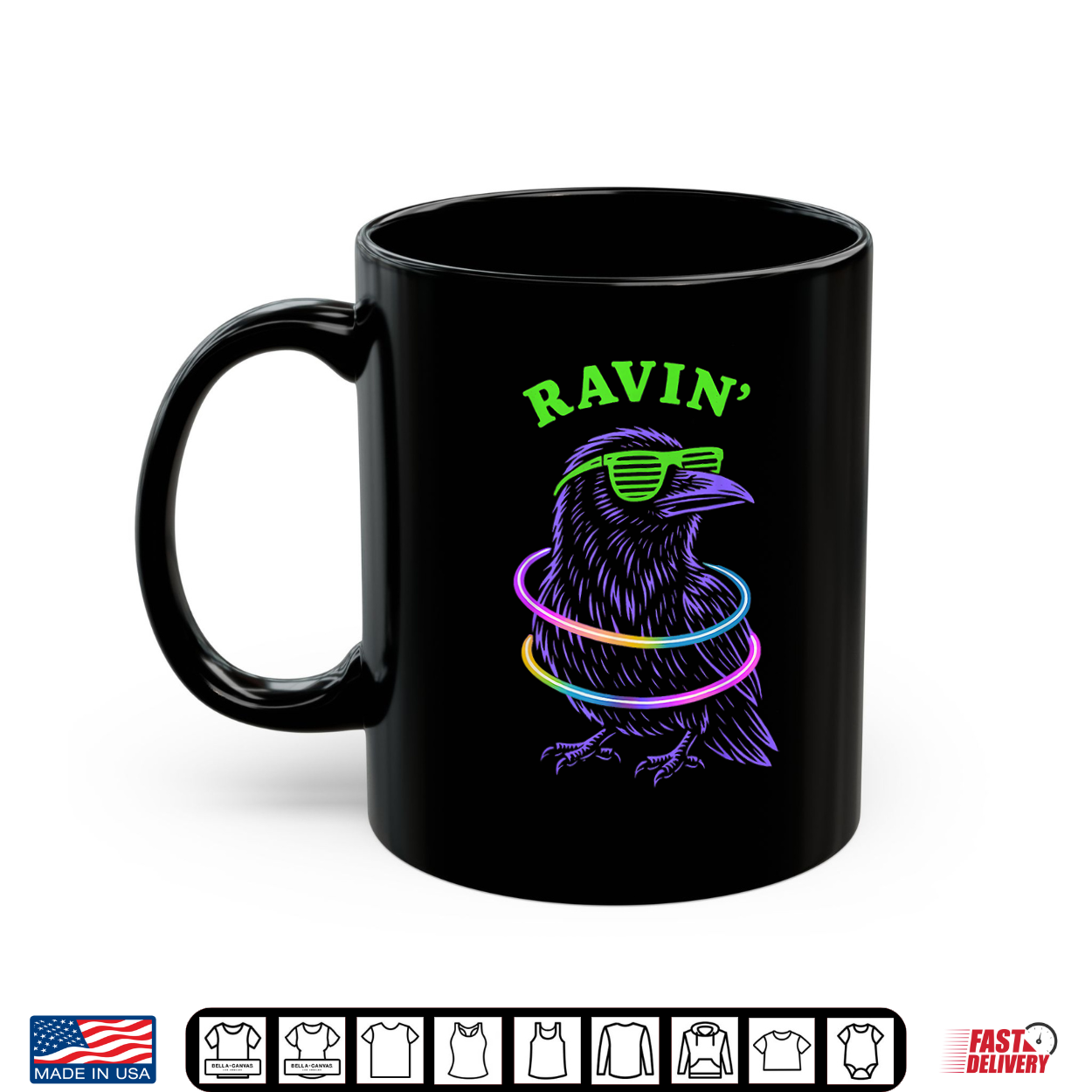 Ravin Raven Edm Techno Party Raver Psychedelic Halloween Shirt