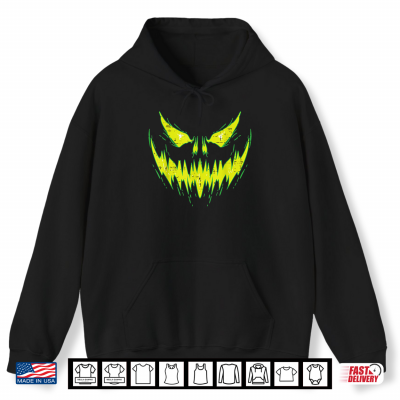 Hoodie Scary Pumpkin Jack O Lantern Face Halloween Shirt 1