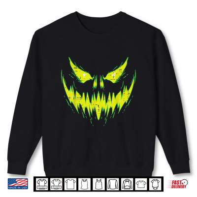 Sweatshirt Scary Pumpkin Jack O Lantern Face Halloween Shirt 1
