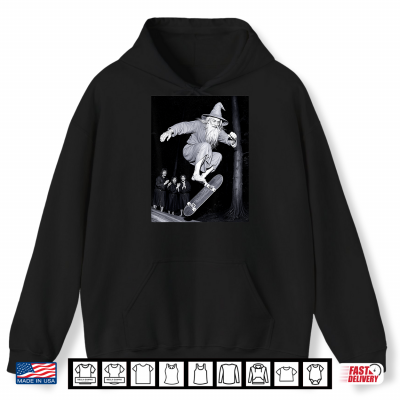Hoodie Wizard Skateboarding Funny Meme Skater Halloween Shirt