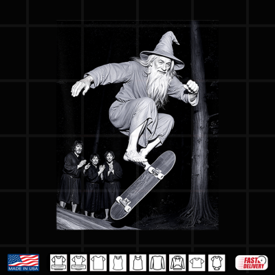 Design Wizard Skateboarding Funny Meme Skater Halloween Shirt