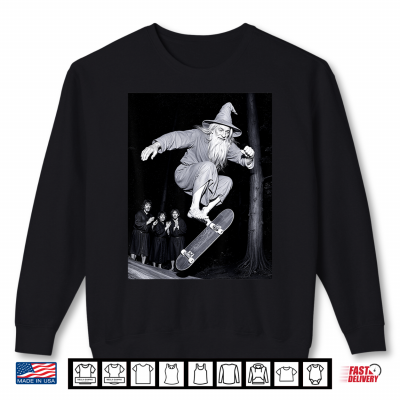 Sweatshirt Wizard Skateboarding Funny Meme Skater Halloween Shirt