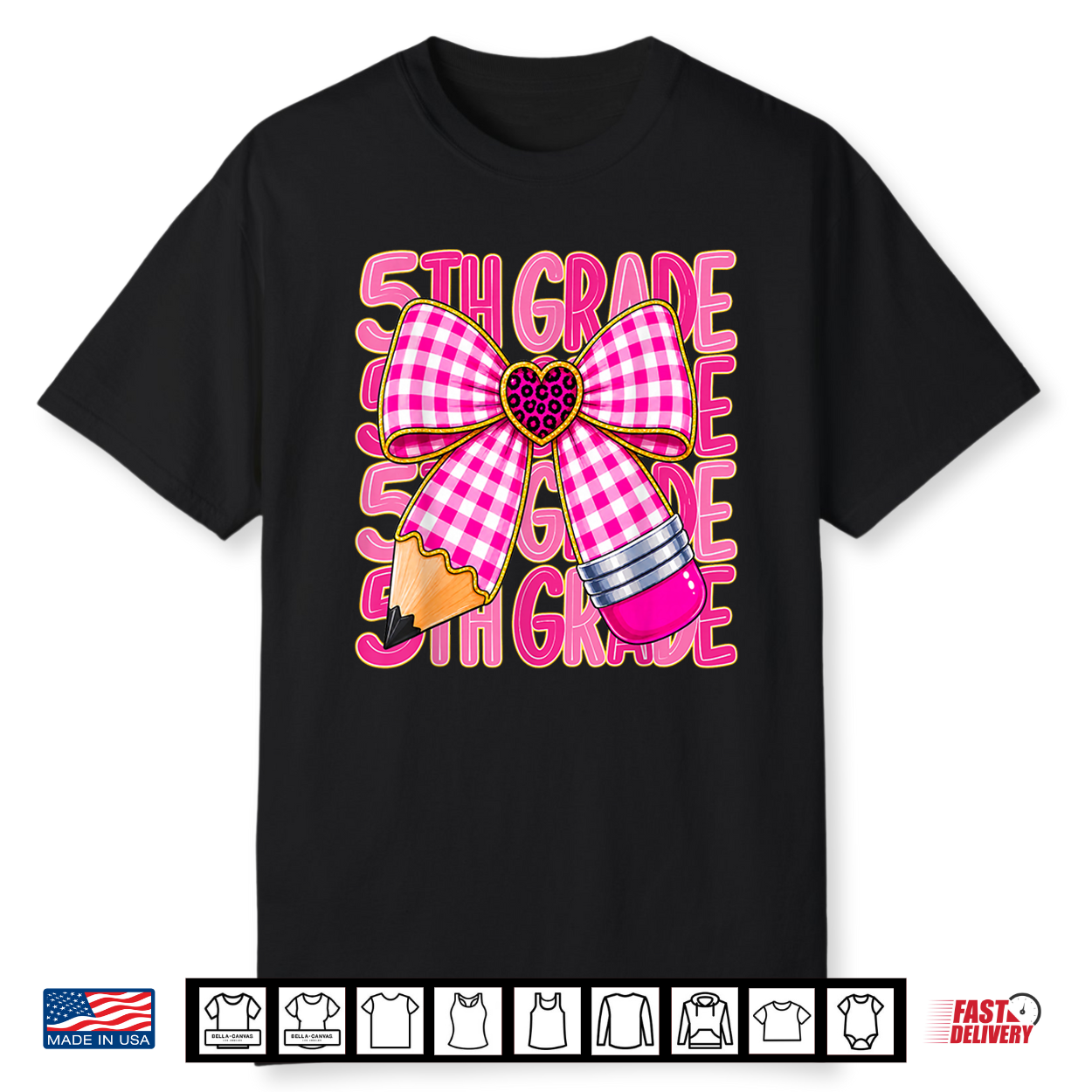5Th Grade Bow Coquette Pink Back To School Classroom Shirt