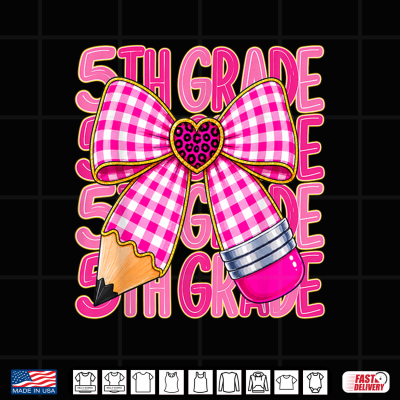 Design 5th Grade Bow Coquette Pink Back To School Classroom Shirt
