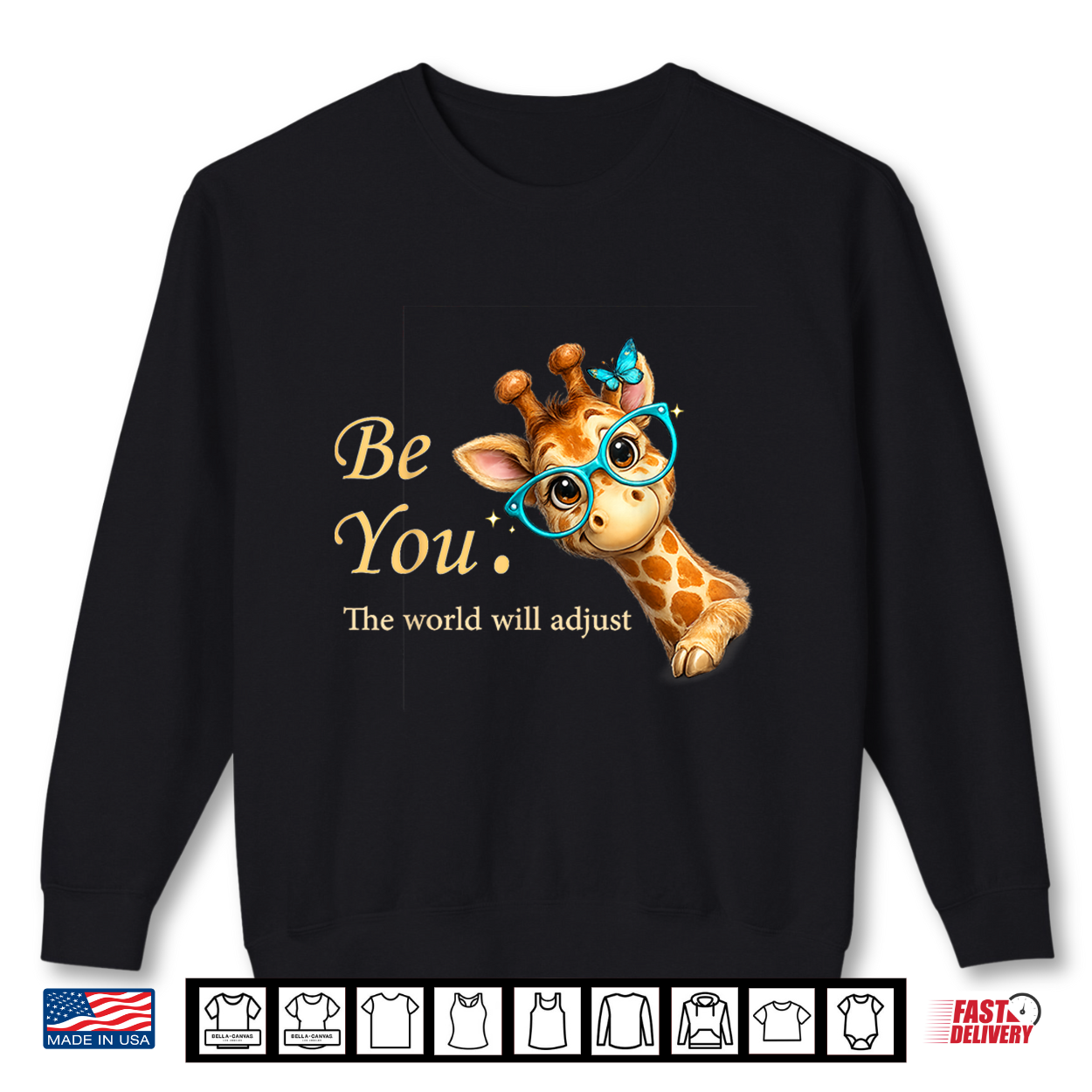 Be You The World Will Adjust Cute Giraffe Lover Glasses Shirt