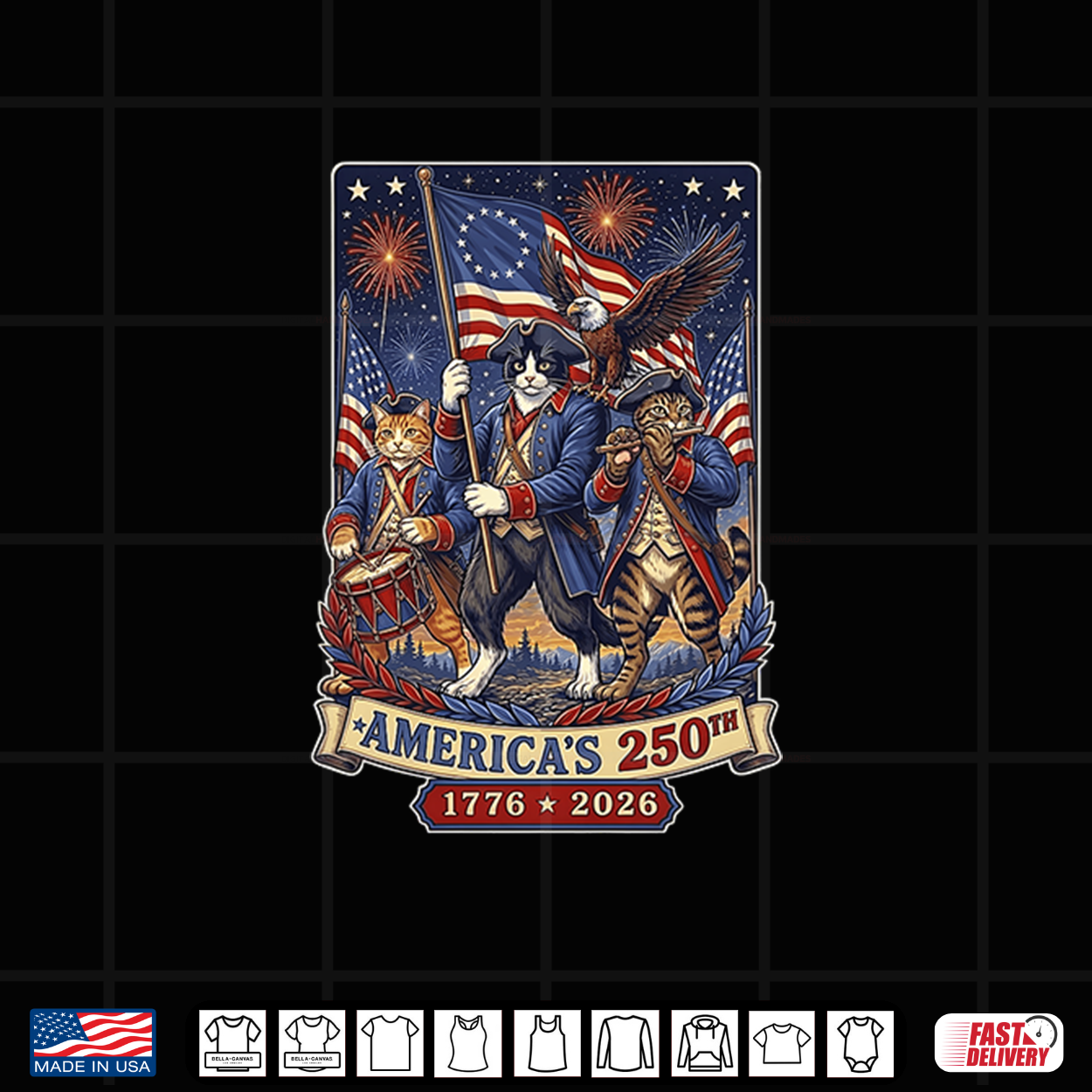 America’S 250Th Celebration Cat Patriots Tuxedo Orange Tabby Shirt