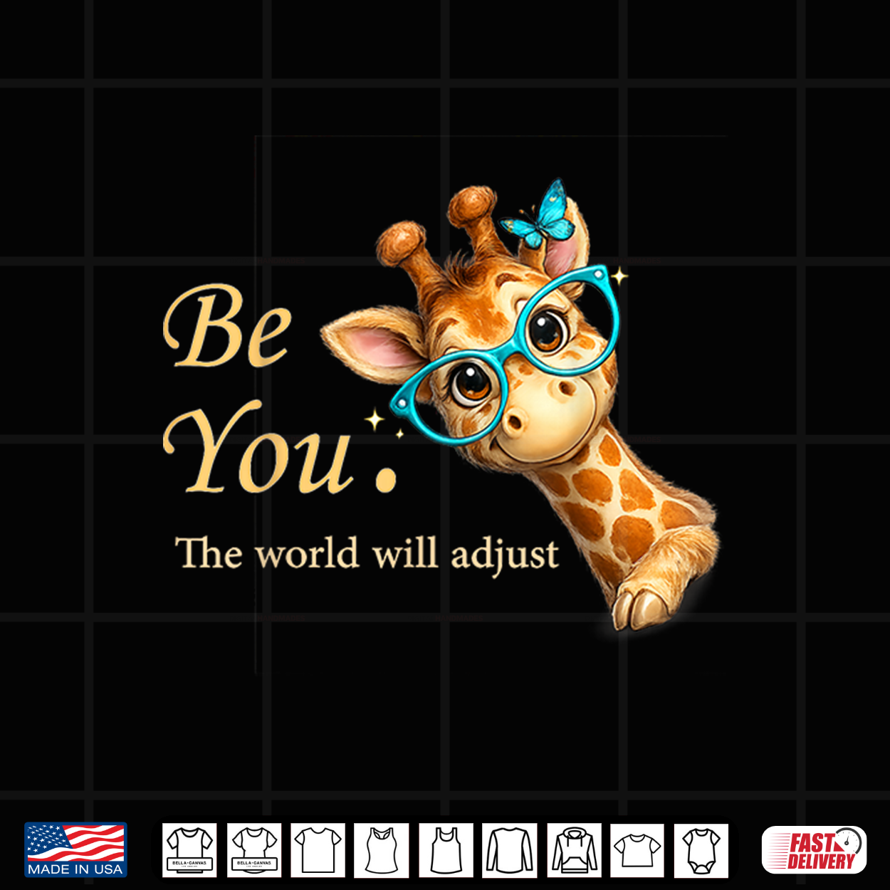 Be You The World Will Adjust Cute Giraffe Lover Glasses Shirt
