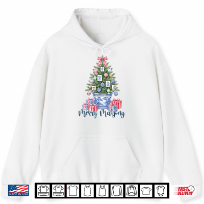 Hoodie Merry Mahjong Christmas Tree Chinoiserie Pot Shirt