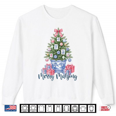 Sweatshirt Merry Mahjong Christmas Tree Chinoiserie Pot Shirt