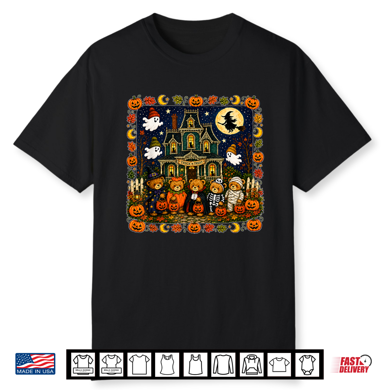 Bears Haunted House Mummy Ghost Trick Or Treat Shirt Bears Haunted House Mummy Ghost Trick Or Treat Shirt