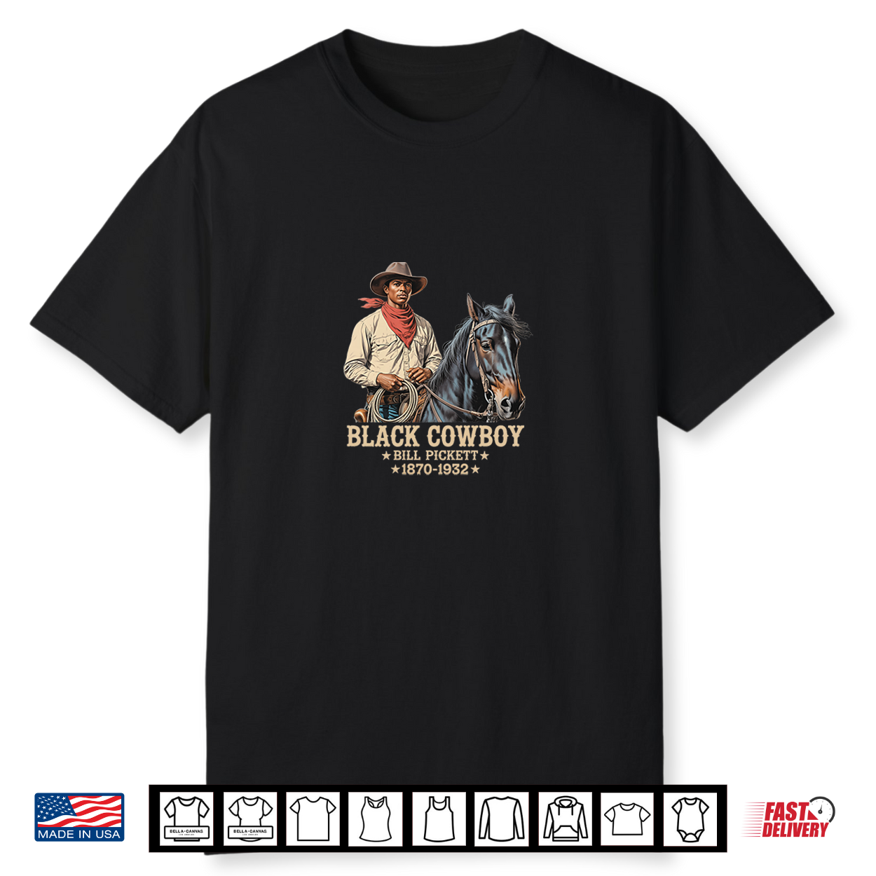 Black Cowboy Bill Pickett Vintage Western Rodeo Legend Shirt