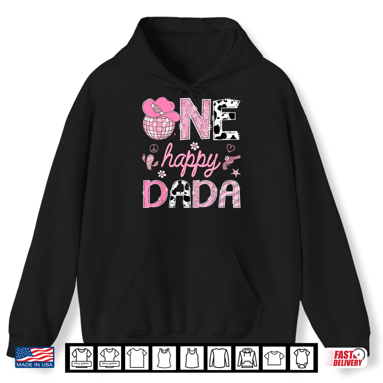One Happy Dada Western Disco Cowgirl 1St Birthday Shirt