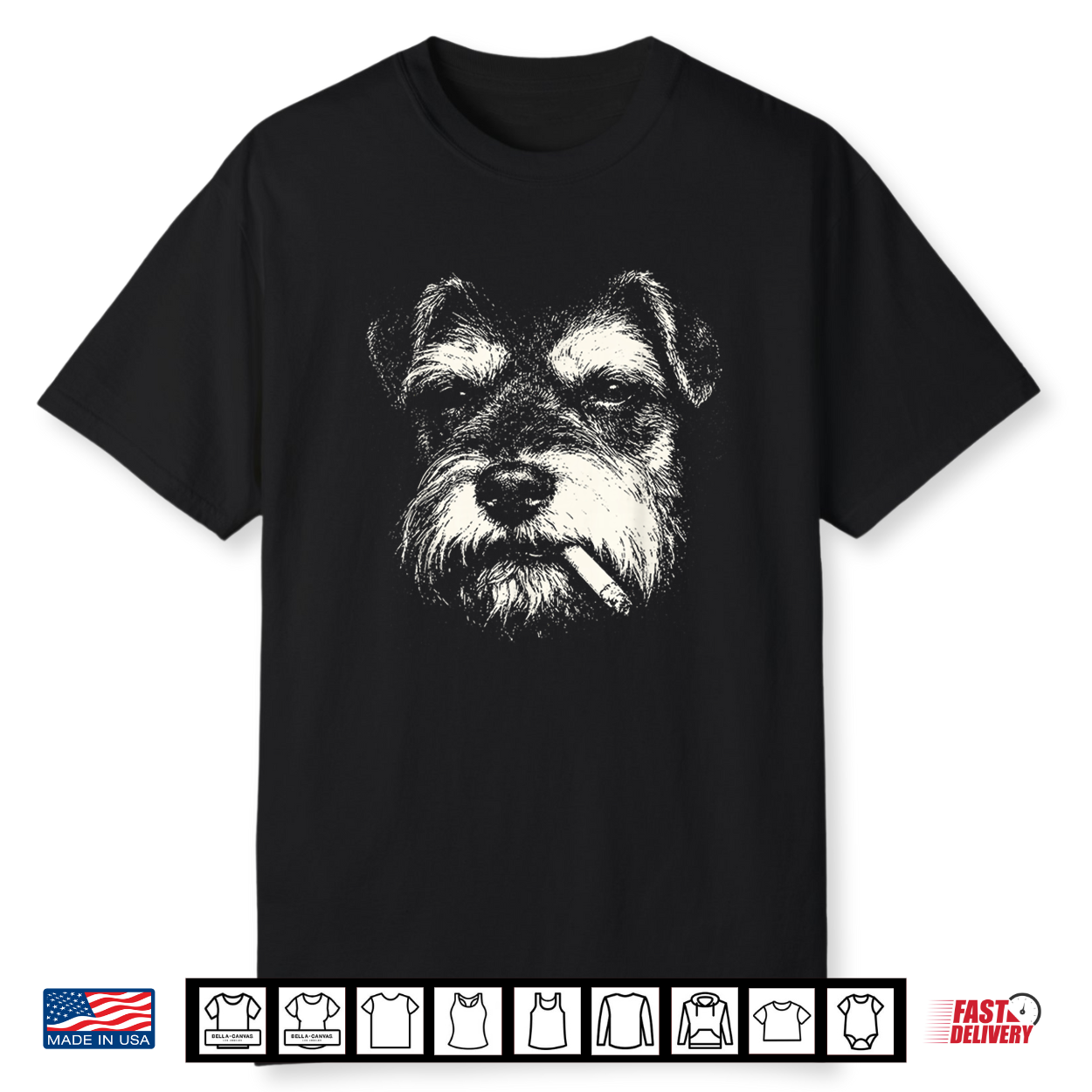 Smoking Schnauzer Dog Lover Vintage Canine Humor Shirt Smoking Schnauzer Dog Lover Vintage Canine Humor Shirt