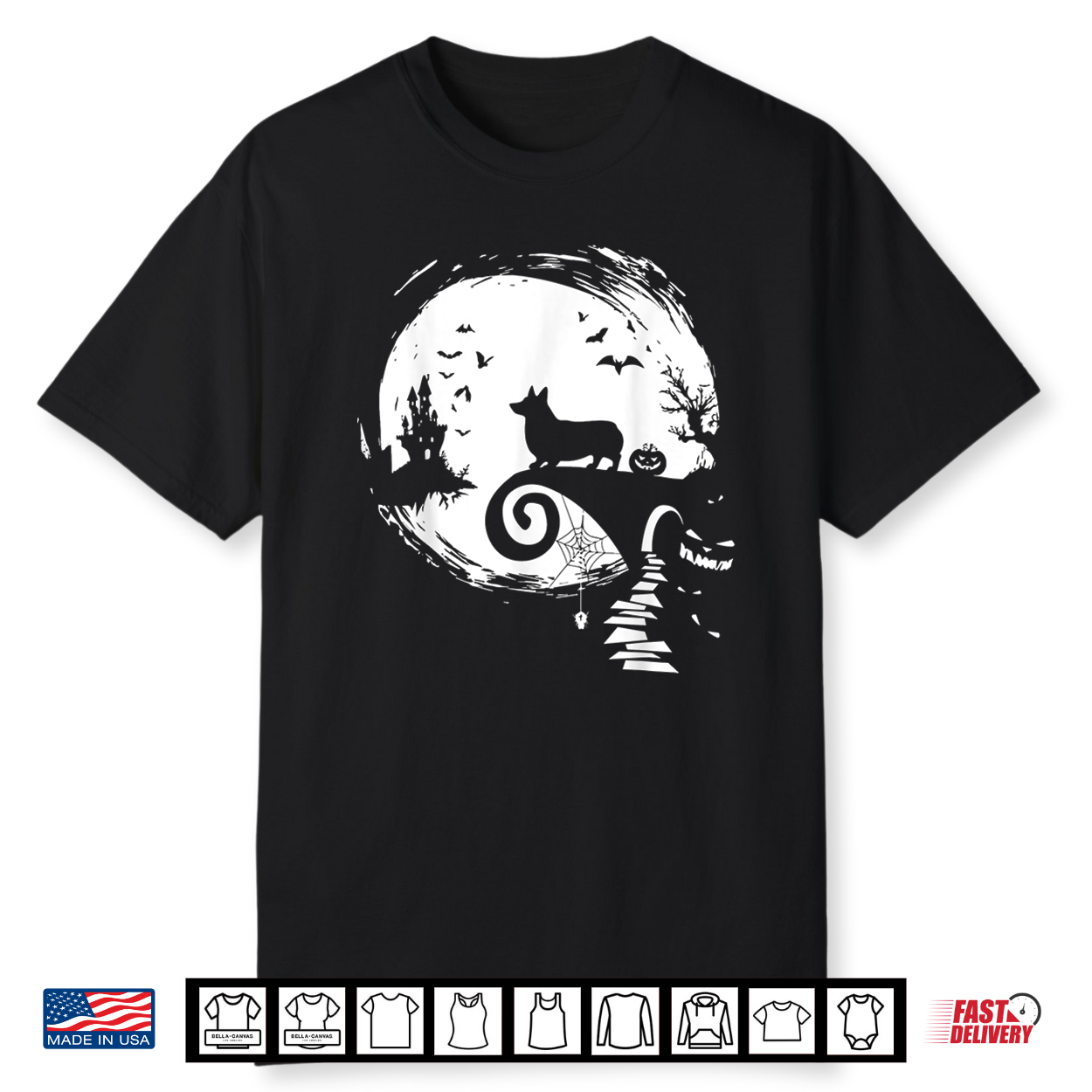 Corgi Dog And Moon Halloween Costume Dog Lover Funny Shirt