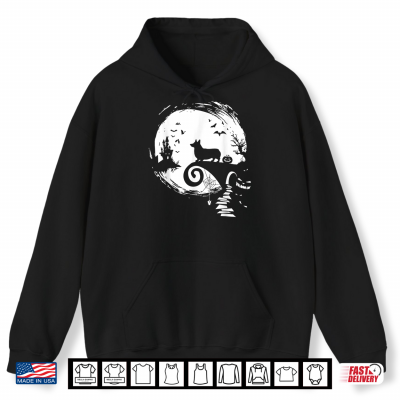 Hoodie Corgi Dog And Moon Halloween Costume Dog Lover Funny Shirt