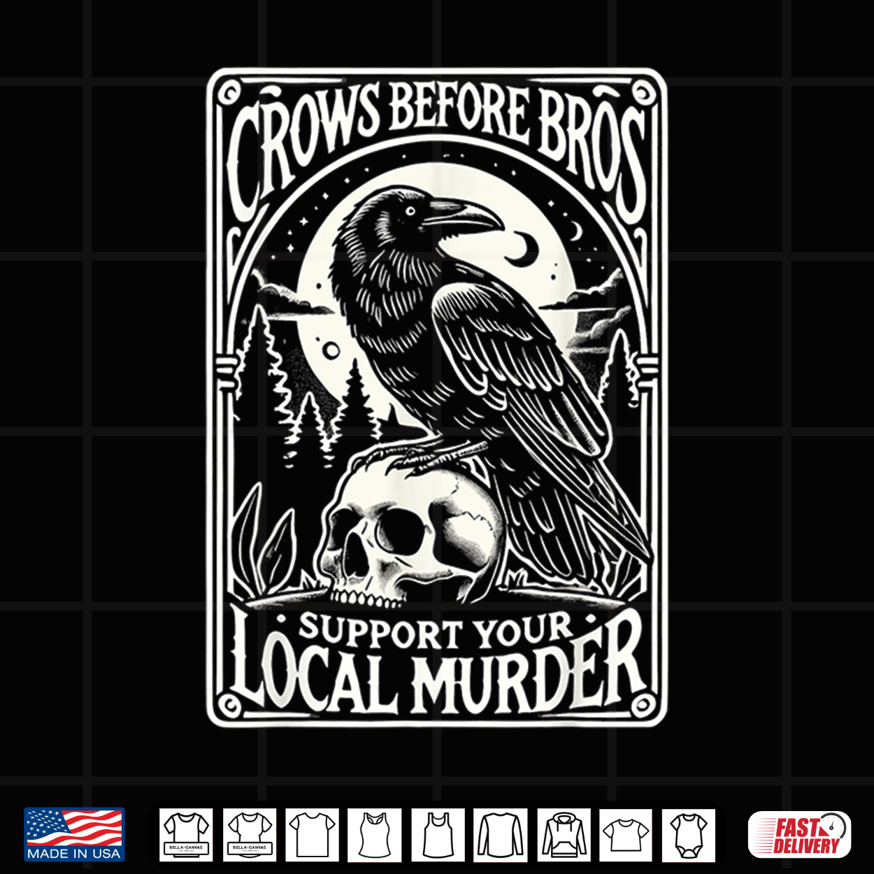 Crows Before Bros Support Your Local Murder Halloween Shirt