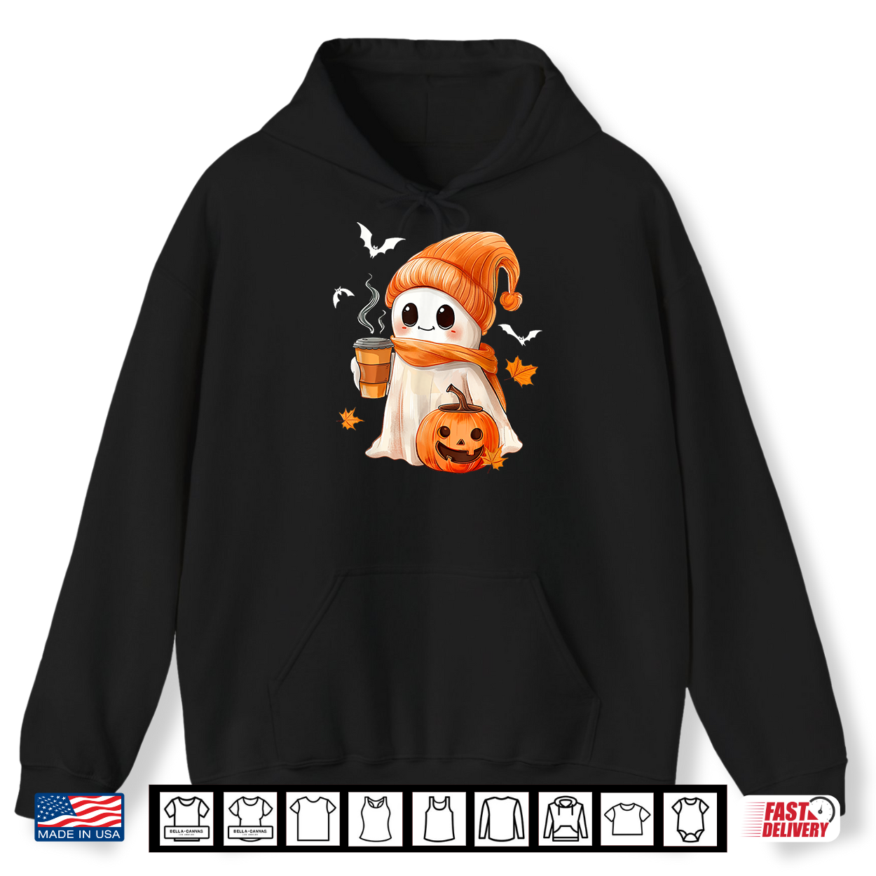 Cute Ghost Drinking Coffee Halloween Ghost Ice Coffee Womens Shirt