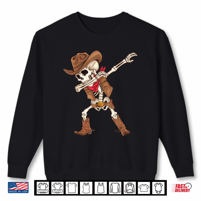 Sweatshirt Dabbing Skeleton Cowboy Halloween Costume Boys Mens Kids Shirt