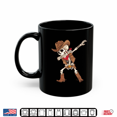 Mug Dabbing Skeleton Cowboy Halloween Costume Boys Mens Kids Shirt