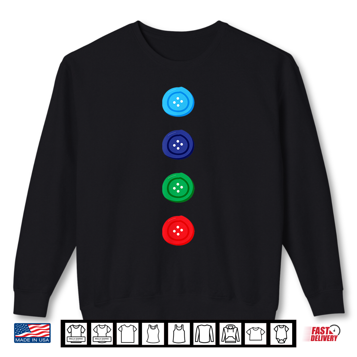 Four Groovy Buttons Blue Cat Funny Halloween Costume Shirt