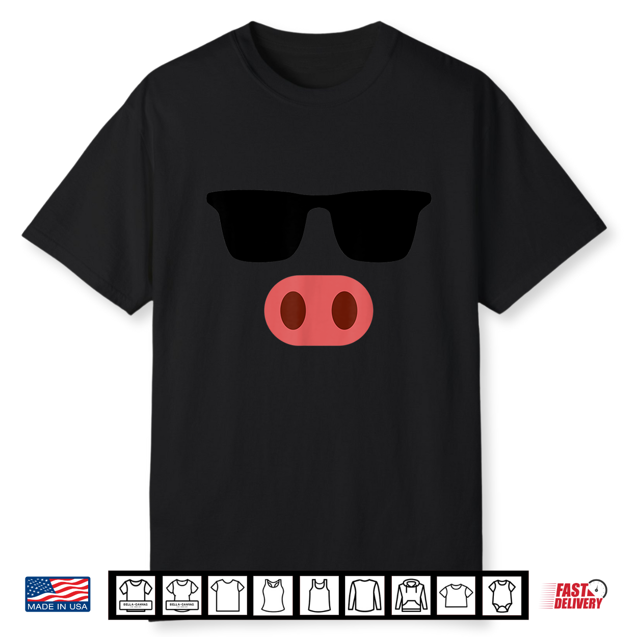 Funny Pink Pig Face Cool Sunglasses Cute Halloween Costume Shirt
