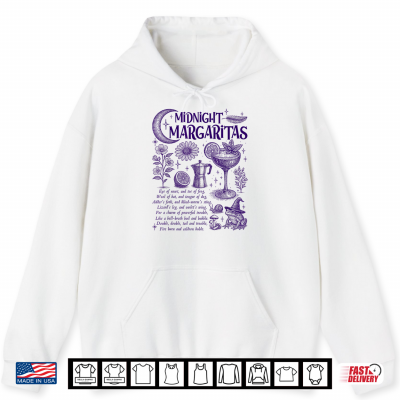 Hoodie Funny Midnight Witch Margaritas Halloween Magical Cocktails Shirt