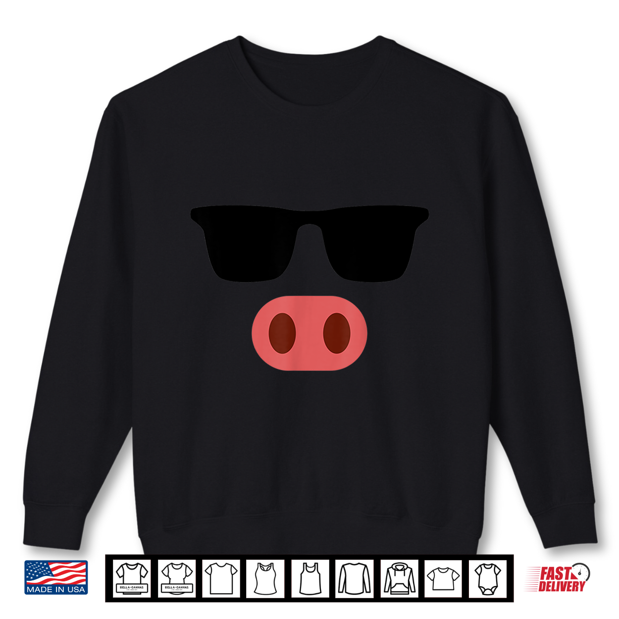 Funny Pink Pig Face Cool Sunglasses Cute Halloween Costume Shirt