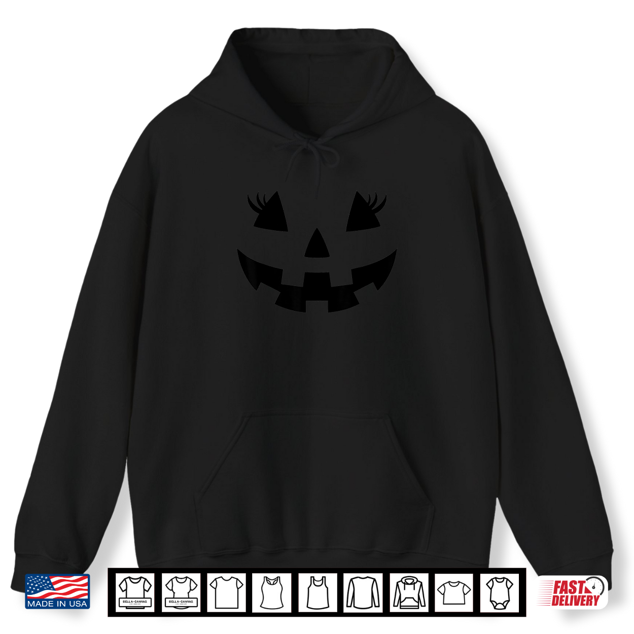 Jack O Lantern Face Pumpkin Eyelashes Hallowen Costume Funny Shirt