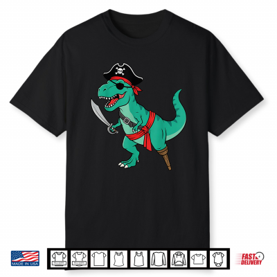 Pirate Dinosaur Toddler Boy Funny Kids Halloween Costume Shirt