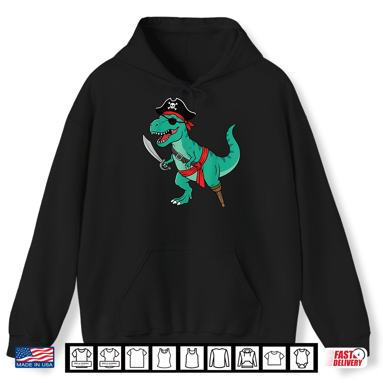 Pirate Dinosaur Toddler Boy Funny Kids Halloween Costume Shirt