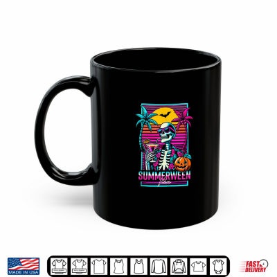Mug Summerween Vibes Beach Party Skeleton 80s Vaporwave Funny Shirt