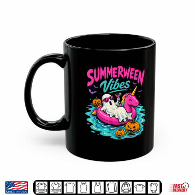 Mug Summerween Vibes Spooky Ghost Unicorn Beach Halloween Girls Shirt