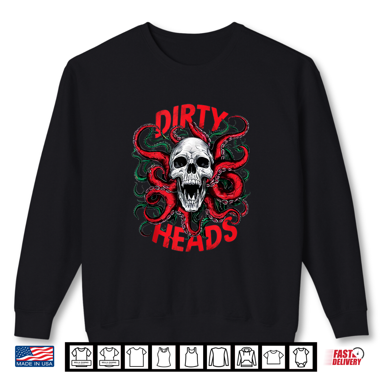 Vintage Dirty Skull Octopus Head Halloween Y2K Goth Grunge Shirt