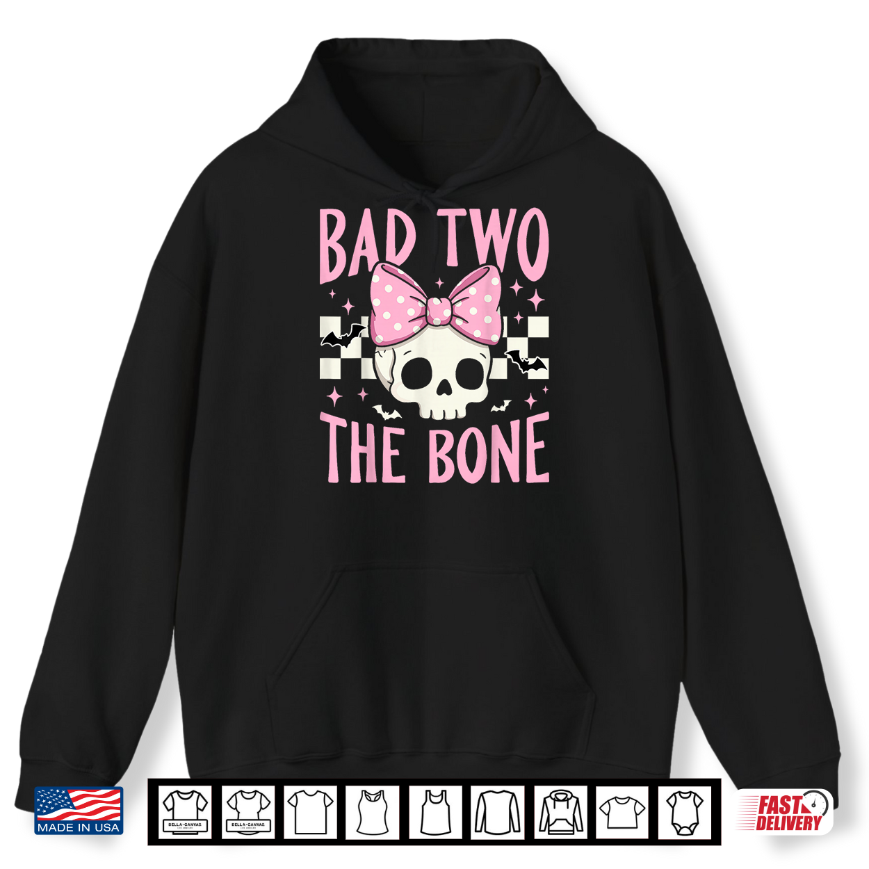 Bad Two The Bone Skull With Pink Bow Halloween Shirt Bad Two The Bone Skull With Pink Bow Halloween Shirt