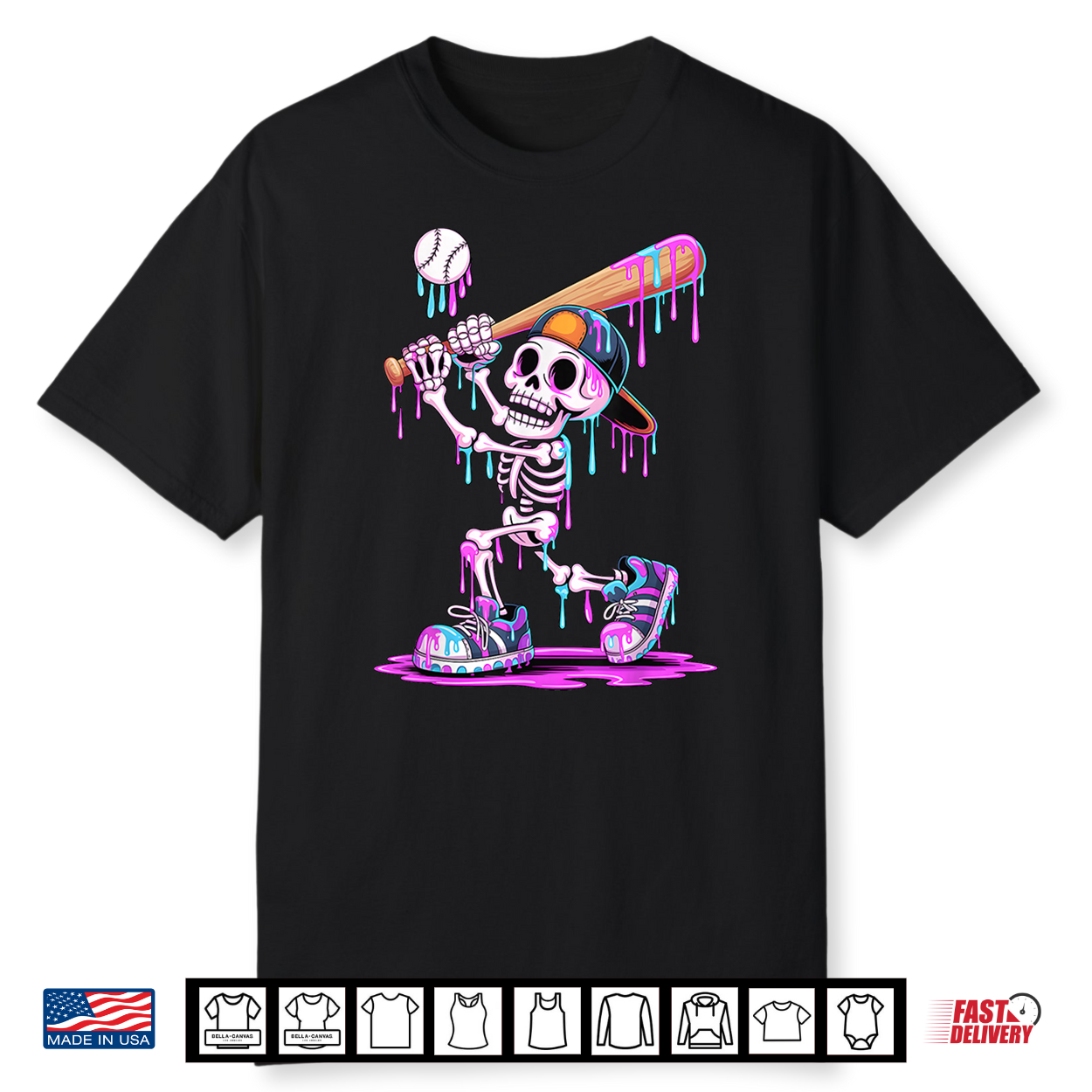 Funny Skeleton Baseball Drip Halloween Shirt Funny Skeleton Baseball Drip Halloween Shirt