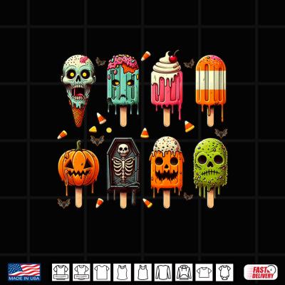 Design Funny Popsicle Summer Horror Halloween Ice Cream Summerween Shirt