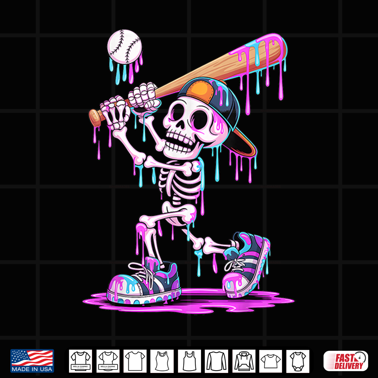 Funny Skeleton Baseball Drip Halloween Shirt Funny Skeleton Baseball Drip Halloween Shirt