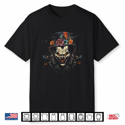 Halloween Scary Evil Clown Mask Horror Face Zombie Costume Shirt