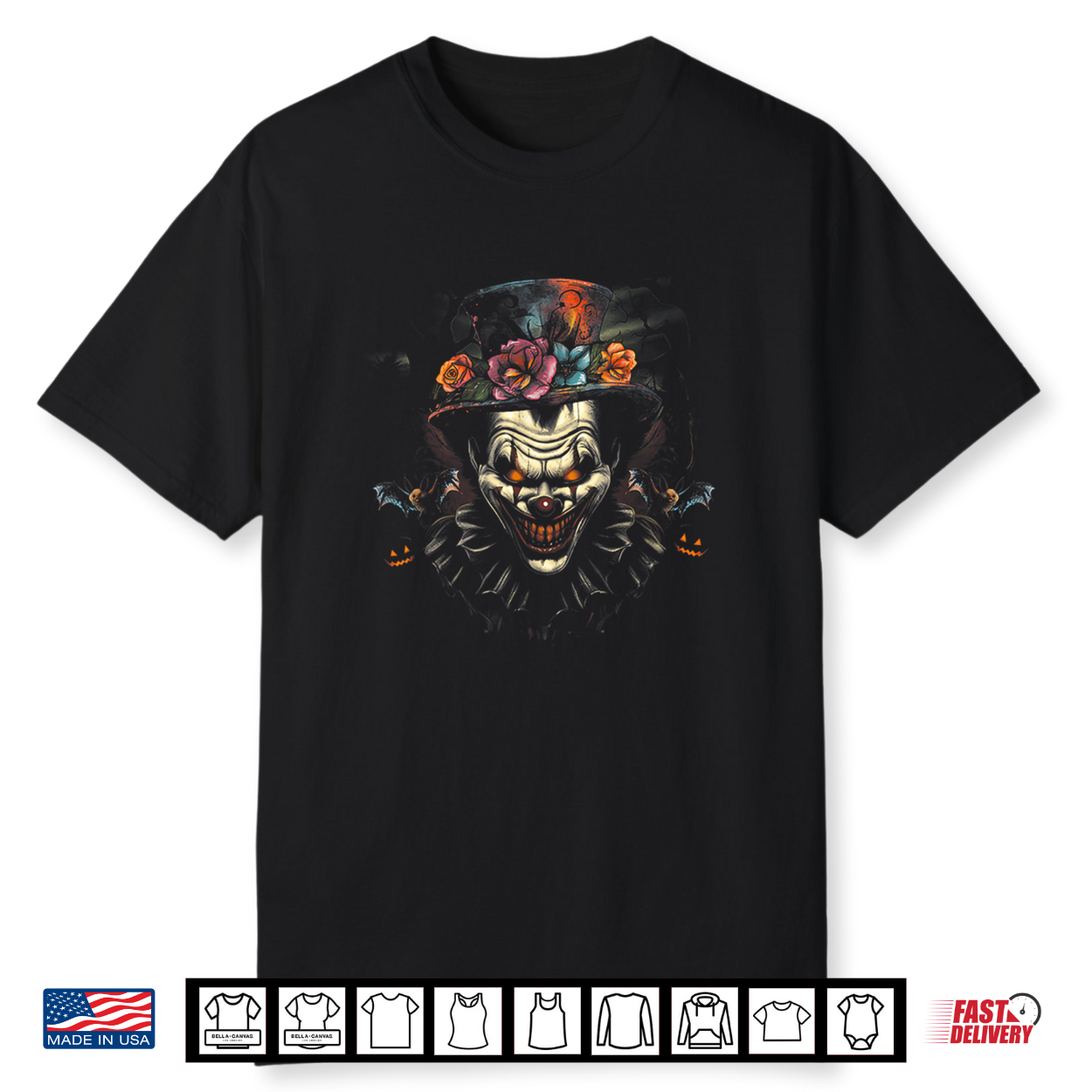 Halloween Scary Evil Clown Mask Horror Face Zombie Costume Shirt