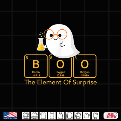 Design Chemistry Boo The Element Of Surprise Cute Chemist Halloween Shirt