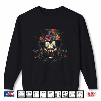 Sweatshirt Halloween Scary Evil Clown Mask Horror Face Zombie Costume Shirt
